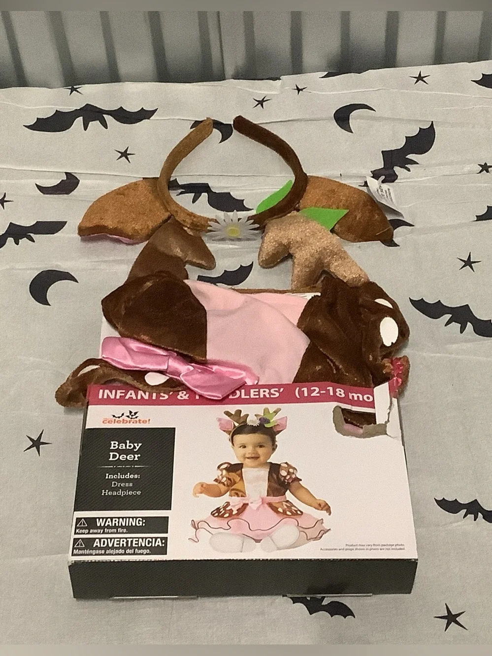 Baby Deer  Halloween Costume Dress & Headpiece - Pink and Brown size 12-18 month